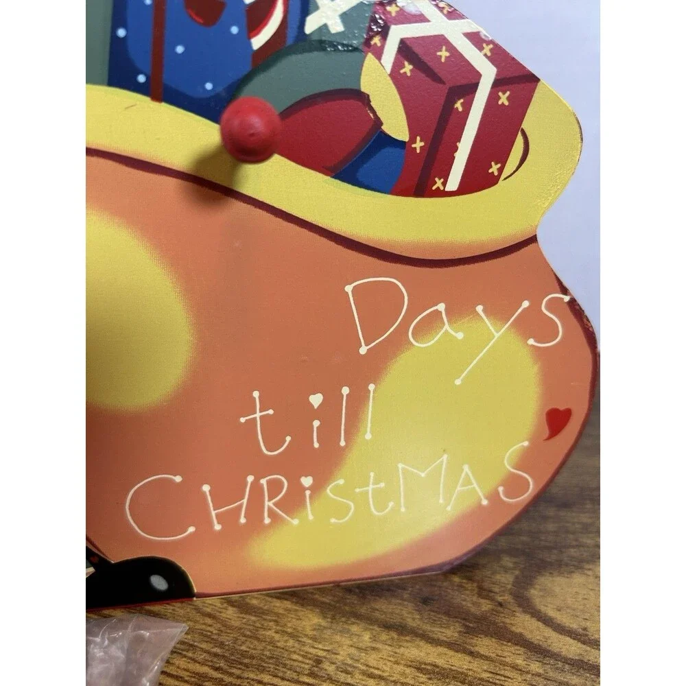 Vintage Wooden Santa Christmas Countdown Calendar Wall Hanging Shelf Sitter Deco